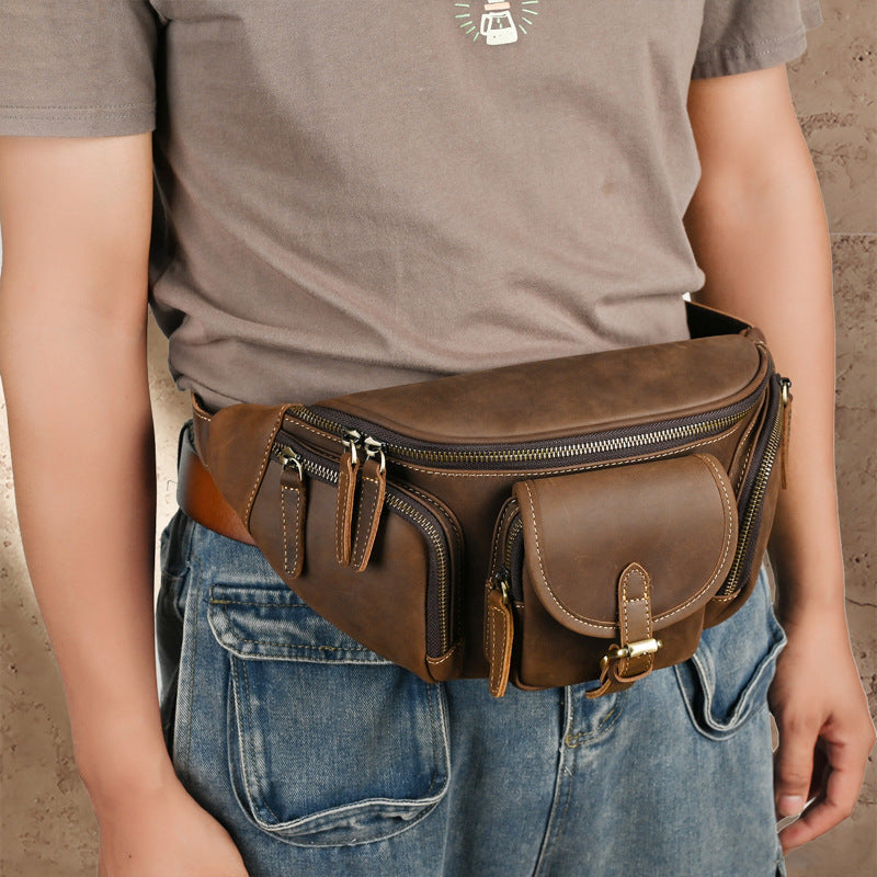 Vintage Leather Crossbody Bag (Multi-Use Waist & Chest Pack)