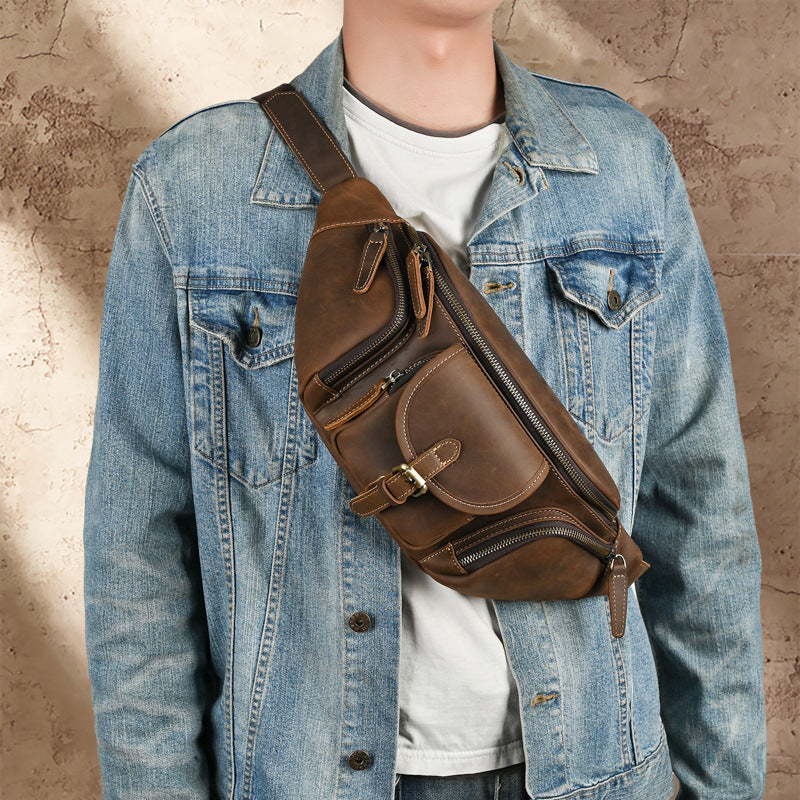 Vintage Leather Crossbody Bag (Multi-Use Waist & Chest Pack)